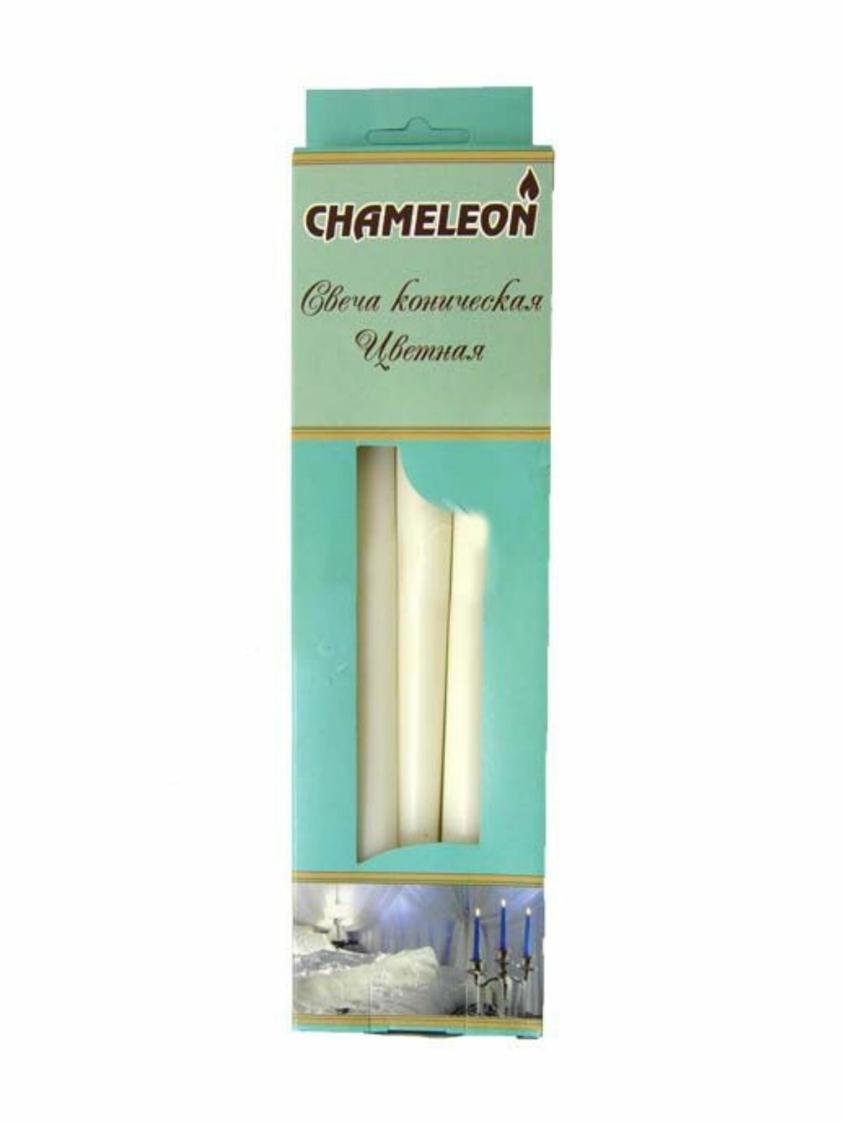 Chameleon Свеча коническая, белая, 4 шт