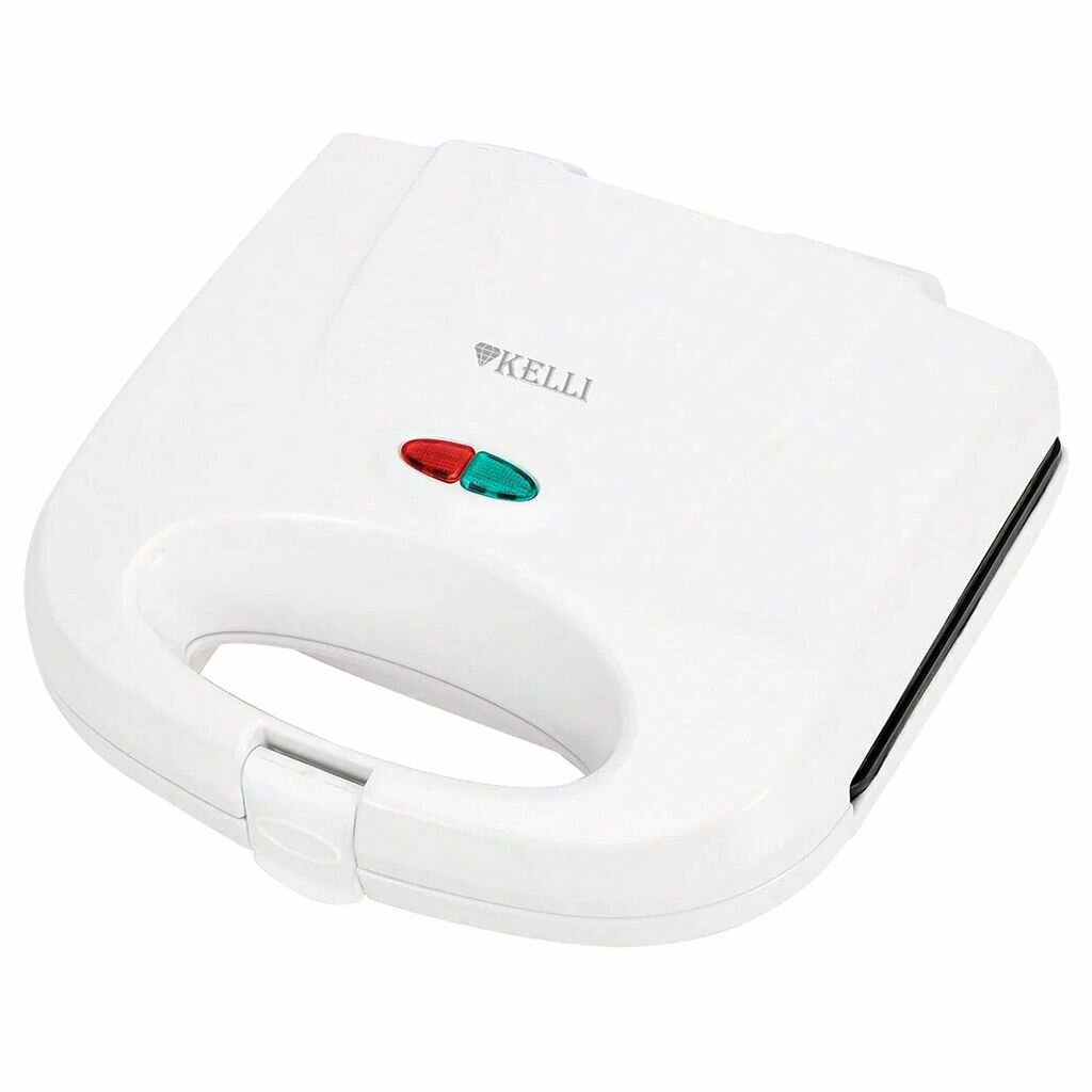 Мультипекарь для венских вафель KELLI электрический , пластмассовый корпус, индикаторы нагрева и готовности, фиксатор крышки, мощность: 1800 Вт, 220-240 В, 50 Гц, 25х23х9,5 см, белый (KL-1703)