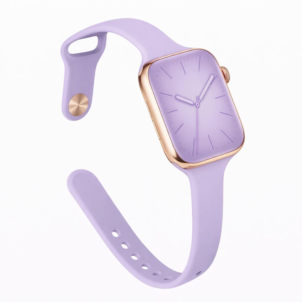 Узкий ремешок для Apple Watch 44/45/46/49 mm, силиконовый, цвет Лавандовый (сиреневый), браслет на смарт-часы Эпл Вотч для iWatch Series 11 10 9 8 7 6 5 4 SE Ultra 3 Ultra 2 Ultra совместимый