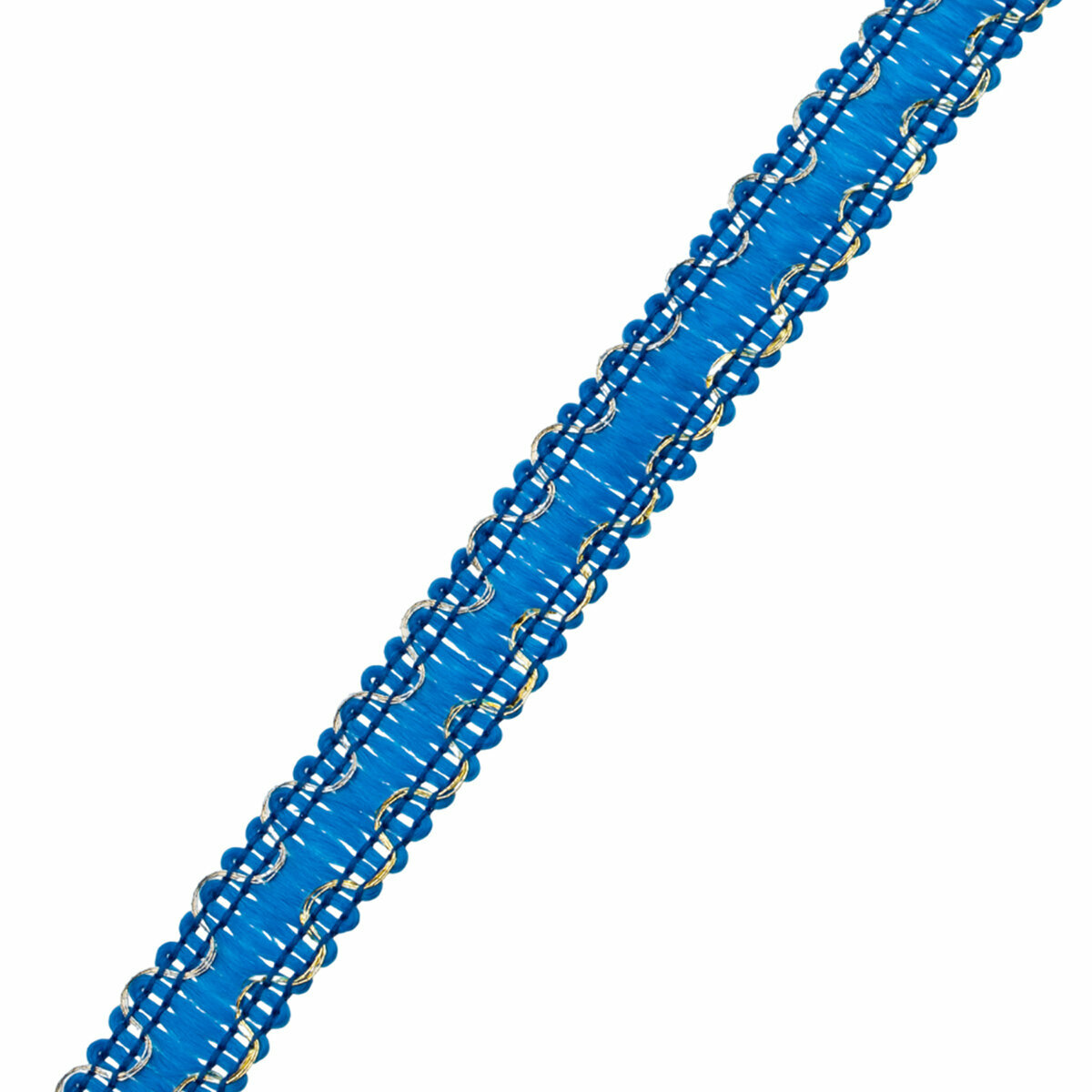 С3729г17/1 Тесьма вяз. отделочная рис 9254 'Зиг-Заг' 10мм*10м (синий/золото), 10 м