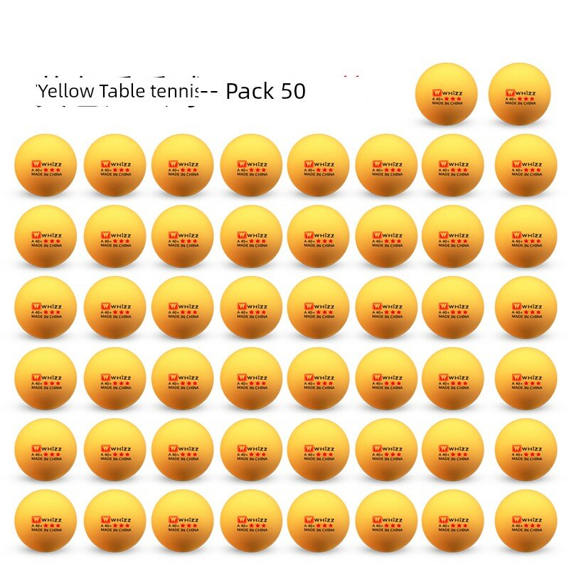 Whizz 3-звездочные настольные теннисные тренировочные мячи 40+мм желтые, упаковка 50 шт. в рассыпную для соревнований и