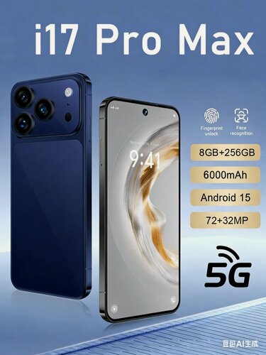 Изображение товара Смартфон i17 Pro Max, Android 14, 8Гб+256Гб, камера 48Мп, экран 6.8", 2 SIM