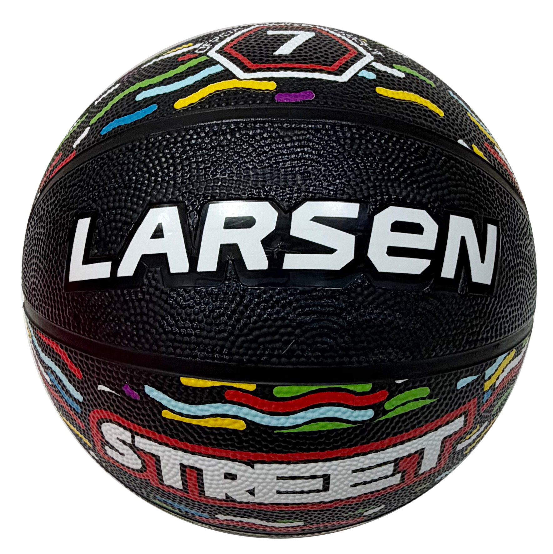 Мяч баскетбольный Larsen Street black/stripes, размер 7, резина