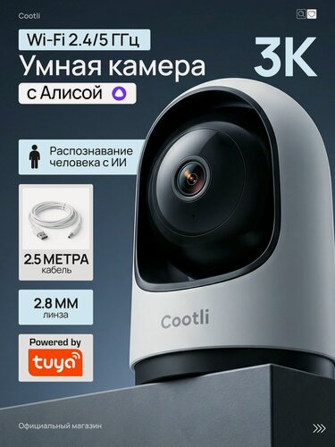 Изображение товара Умная камера видеонаблюдения WiFi 2.4/5 GHz для дома 3К (2.8 mm) с Яндекс Алисой, видеоняня (CI-IIWF237)