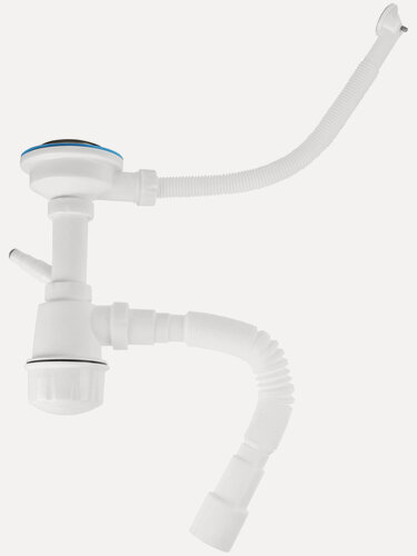 Изображение товара Сифон для кухни выпуск 3 1/2" круглый перелив гибкая труба 1 1/2"- 40/50 мм AV ENGINEERING (AVE129777)