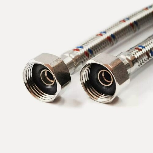 Изображение товара Подводка для воды Valfex 1/2" 3 метра, гибкая нержавеющая сталь, г-г, для смесителя и унитаза, горячая и холодная вода