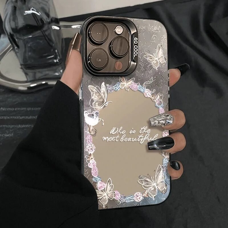 Чехол-зеркало с бабочками Samsung S25 Ultra, Style 1