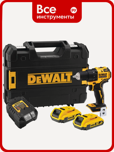 Изображение товара Аккумуляторная дрель-шуруповерт Dewalt DCD708D2T, 18 В, 1650 об/мин, с 2 АКБ 2 Ач и ЗУ, в кейсе TSTAK DCD708D2T-QW