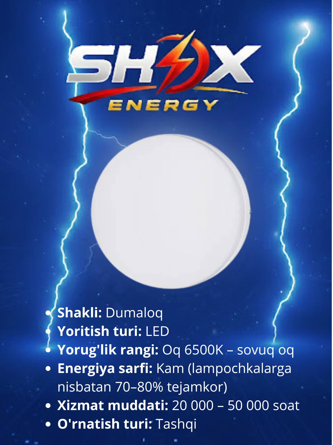 LED панель акриловая прямоугольная 36W для внутреннего освещения Shox energy