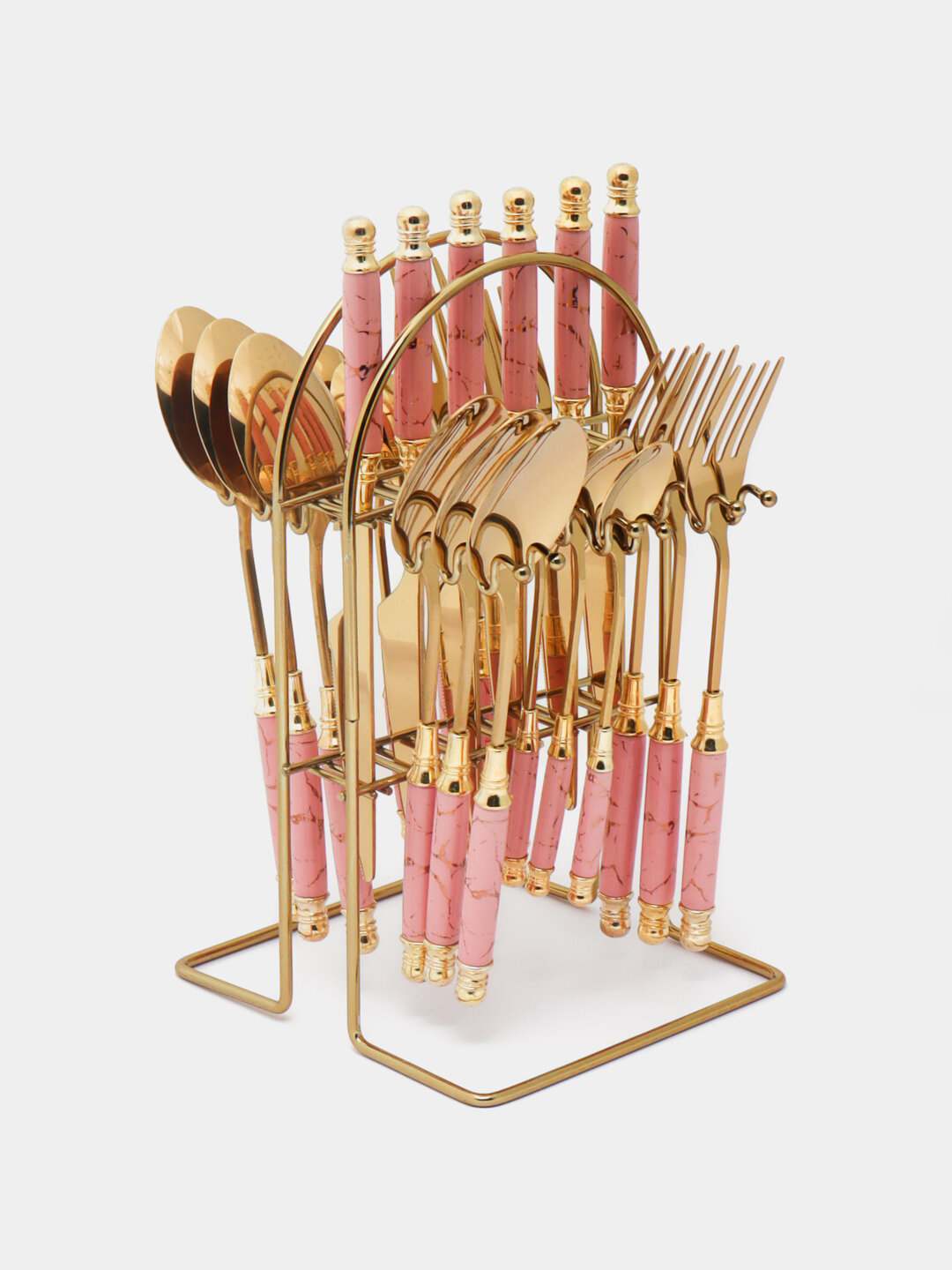 Набор кухонных столовых приборов, ложка, вилка, чайная ложка и нож, 24 шт