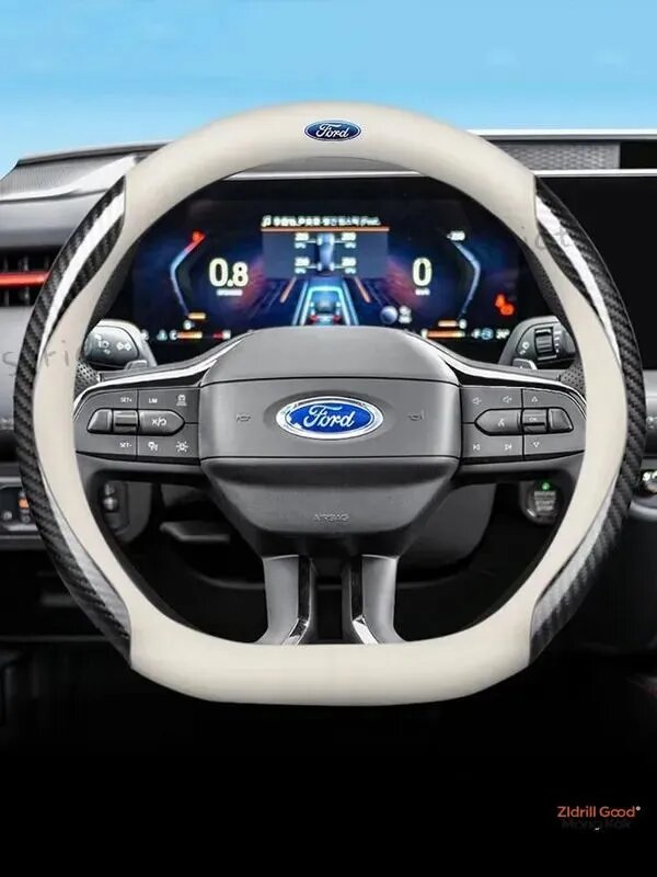 Оплетка на руль Ford для Ford Focus, 38 см, из углеродного волокна, голубой, 1 шт.
