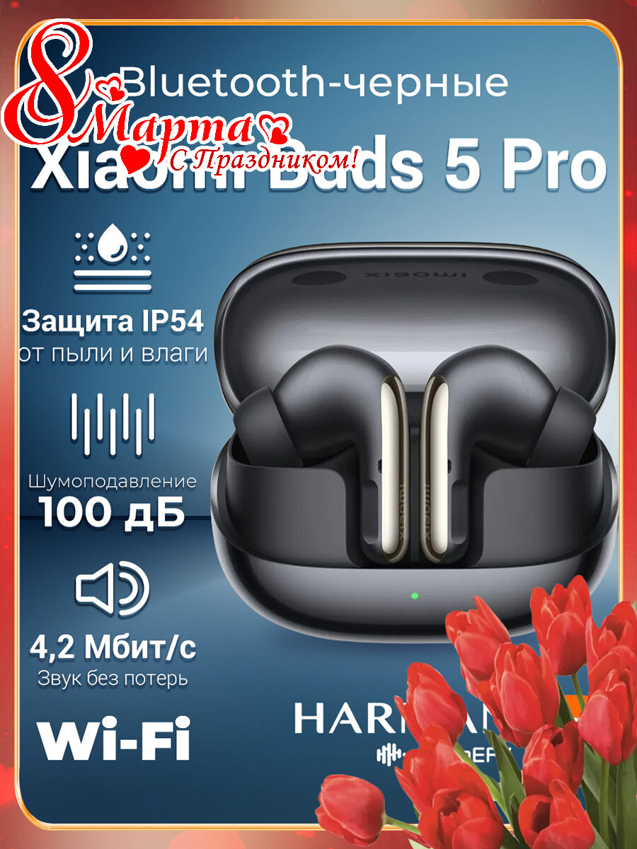 Xiaomi Buds 5 Pro Wi-Fi Black Наушники беспроводные (BHR9647GL), EAC