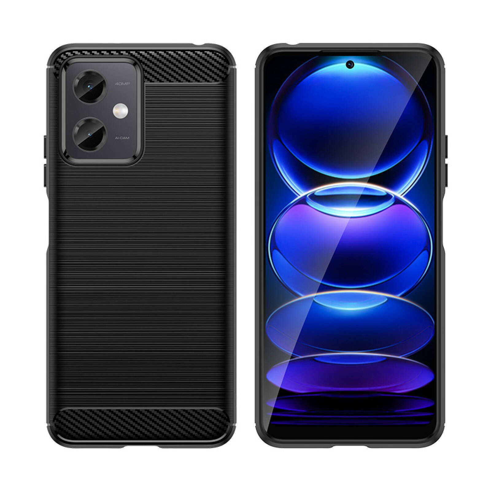 Чехол панель-бампер MyPads Carbon для Xiaomi Redmi Note 12 и Poco X5 из силикона с матовой отделкой под карбон черный
