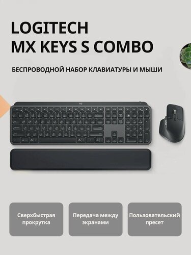 Изображение товара Комплект клавиатура Logitech MX Keys S Black+ мышь Logitech MX Master 3S Black (русско-английская раскладка)