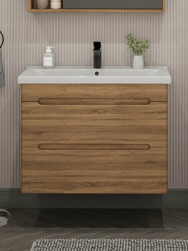 Изображение товара Тумба подвесная SanStar Diva 70 с раковиной Миранда 70 (комплект) для ванной комнаты, Gold Craft