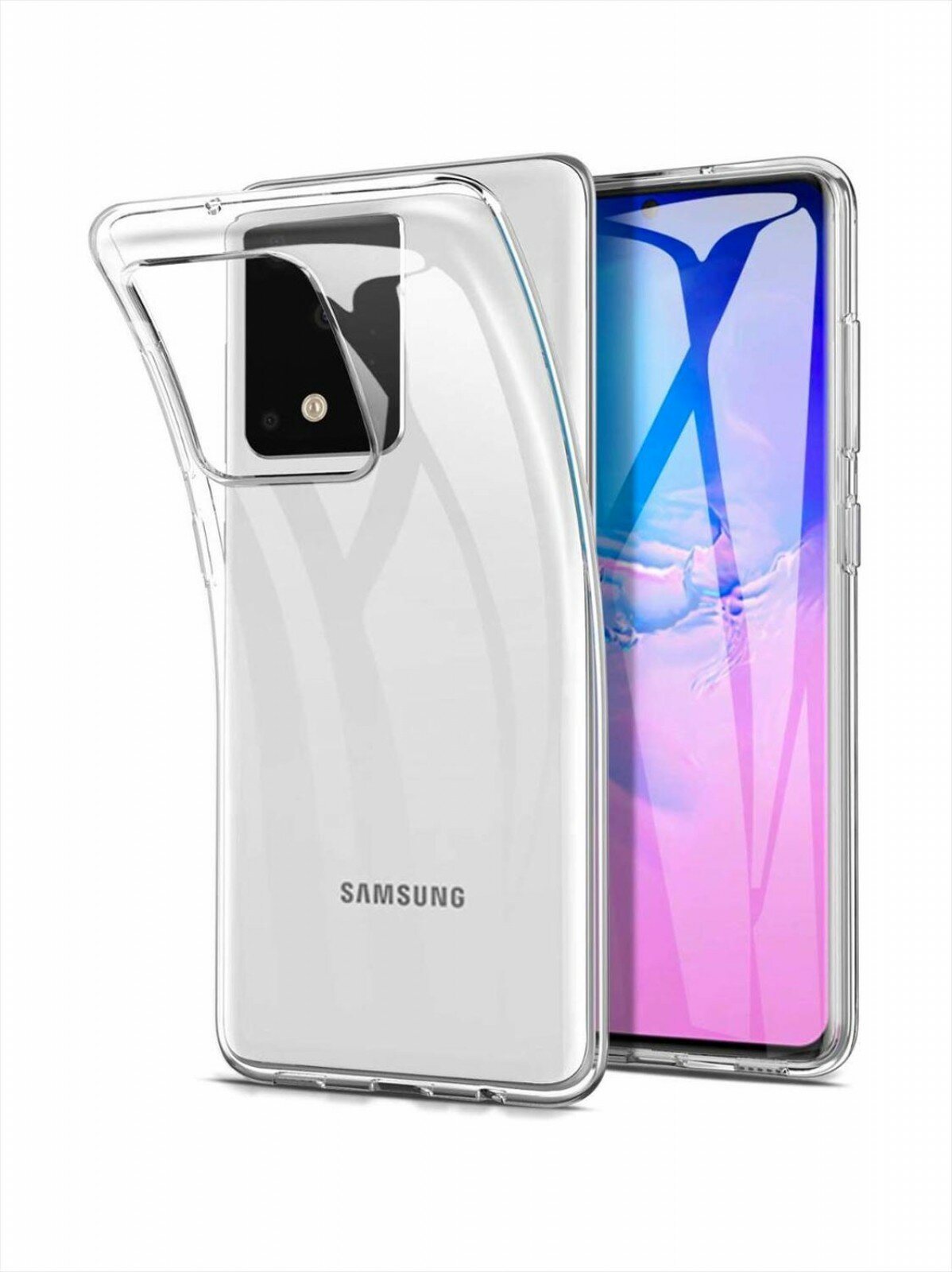 Чехол накладка MyPads для Samsung Galaxy S20 Ultra 5G с защитными заглушками и усиленными углами, прозрачный силикон