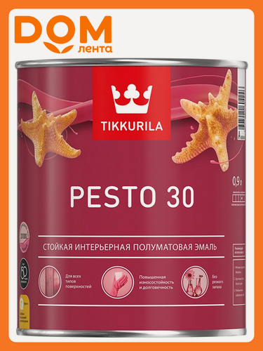 Изображение товара Эмаль Tikkurila Tikkivala Pesto 30, алкидная, полуматовая, 0,9л