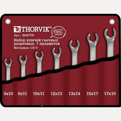 Изображение товара Набор ключей разрезных в сумке 8-19 мм, 7 предметов, Thorvik