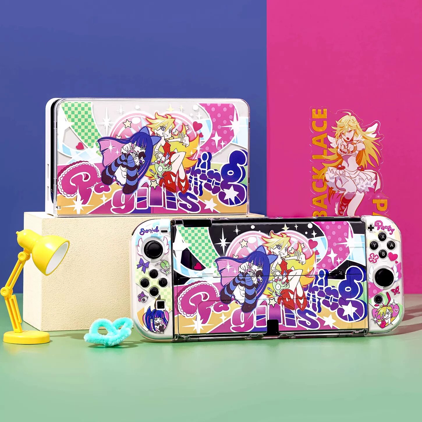 Прозрачный чехол для Nintendo Switch OLED с закаленным стеклом и подставкой