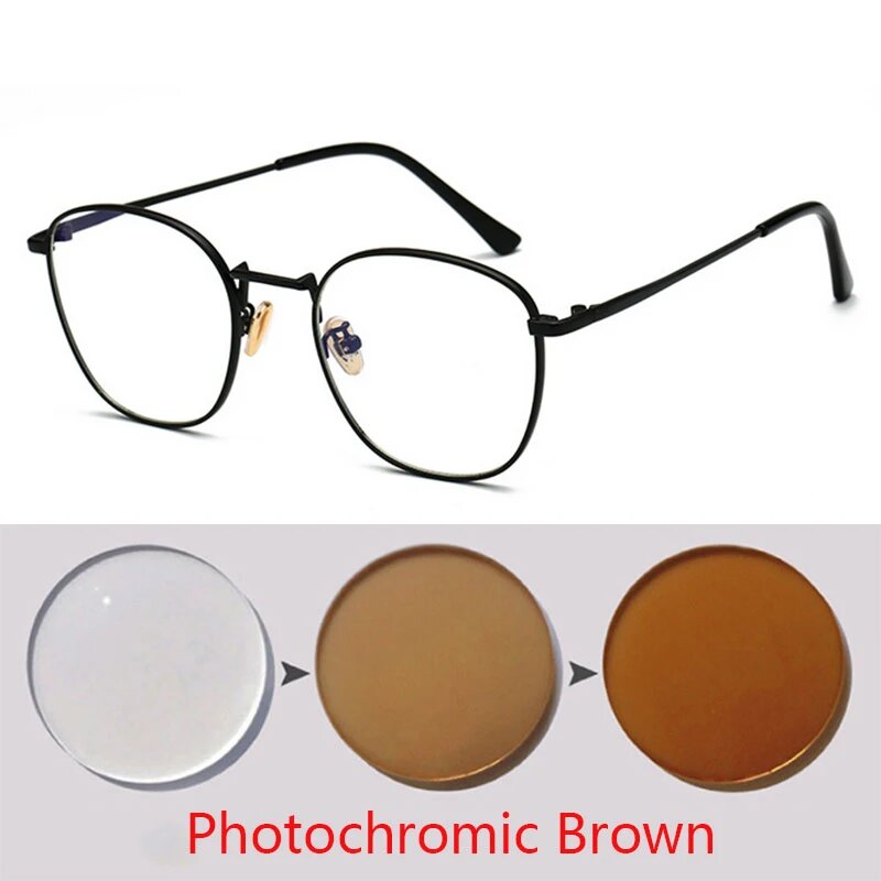 Очки BINSYSU для близорукости -1 -1.5 -2 -2.5 -3 -3.5 black frame tea, Коричневый, Myopia -150