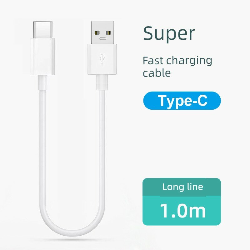 1-набор одинарного кабеля USB-C для быстрой зарядки, 1 м, 6А для смартфонов и планшетов, совместимый с Android и iOS