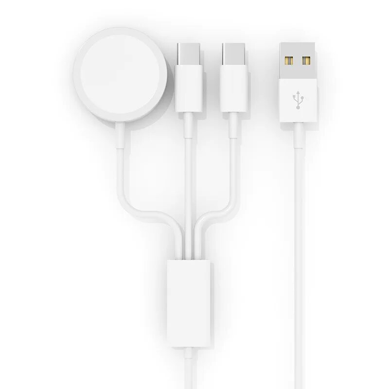 Беспроводная зарядка 3 в 1 для Type-C и часов Apple, кабель 1,2 м, совместимая с быстрой зарядкой