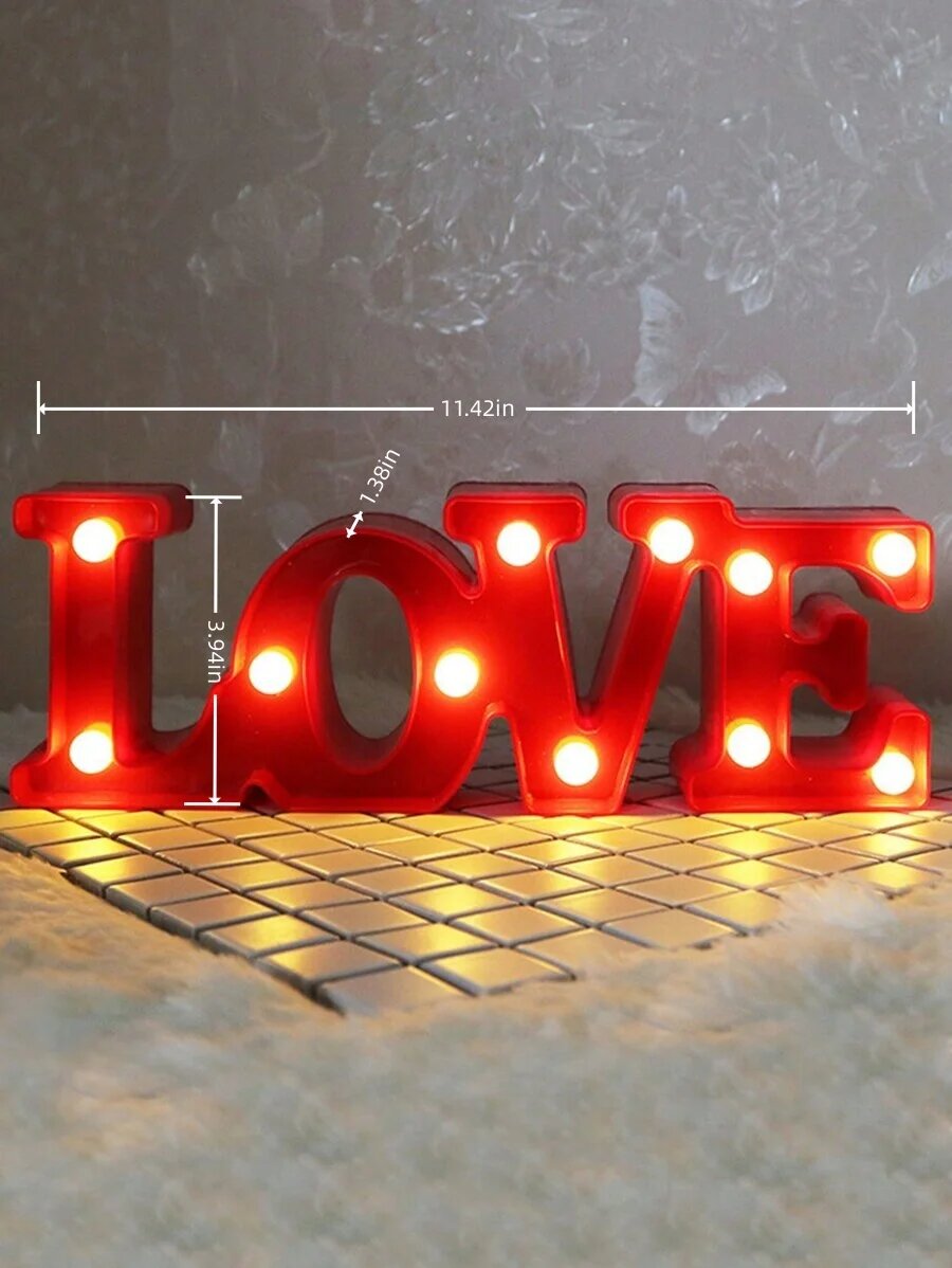 Светодиодная надпись LOVE, красный ночник