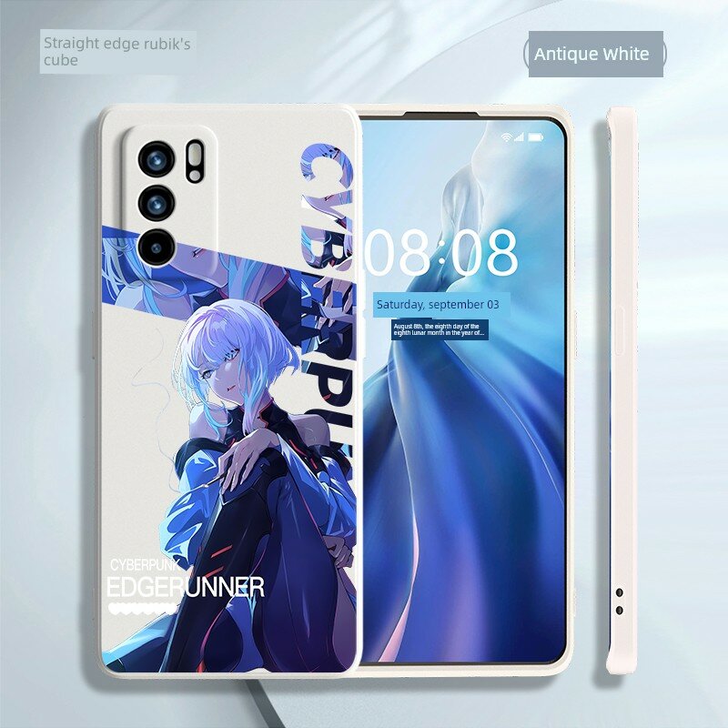 Жидкое силиконовое чехол для OPPO Reno12 Pro - Античный белый с узором Люси, премиальная защита смартфона