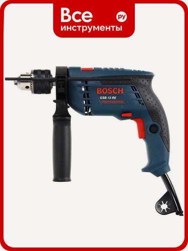 Изображение товара Ударная дрель Bosch GSB 13 RE 0.601.217.100 – профессиональная щеточная модель с реверсом и ударным механизмом