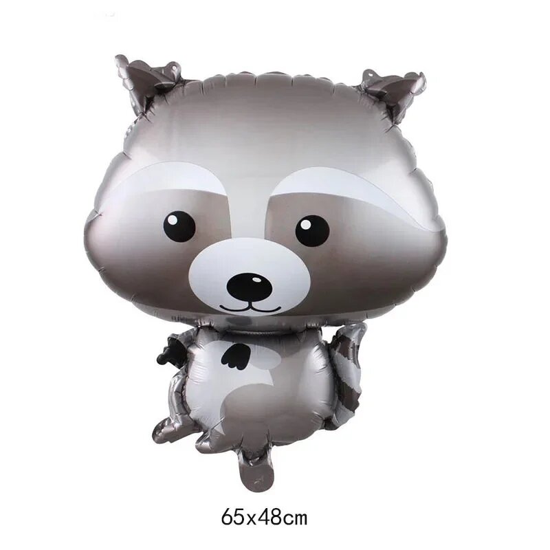 Фольгированный шар с оленем для праздника Серебряный, raccoon 1pc