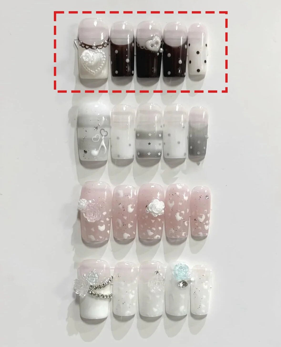 Наклейки на ногти MINISO Sweet Lovely 3D, Цвет: 5, Размер: S-15-11-12-11-9