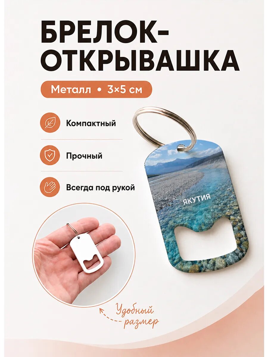 Брелок открывашка "Бирюзовая Горная Река Среди Камней"
