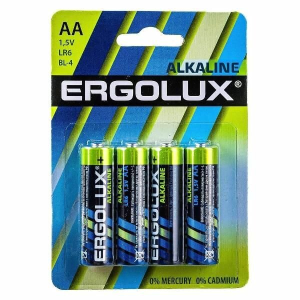Батарейка алкалиновая (щелочная) Ergolux LR6 BL-4