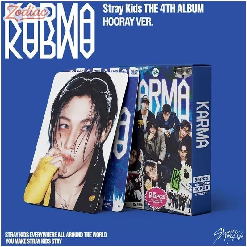Эксклюзивный коллекционный альбом 2025 года KARMA с 95 минифотокарточками STRAY KIDS, постером к 4му студийному альбому SKZ и набором качественных наклеек от KPOP GIANT