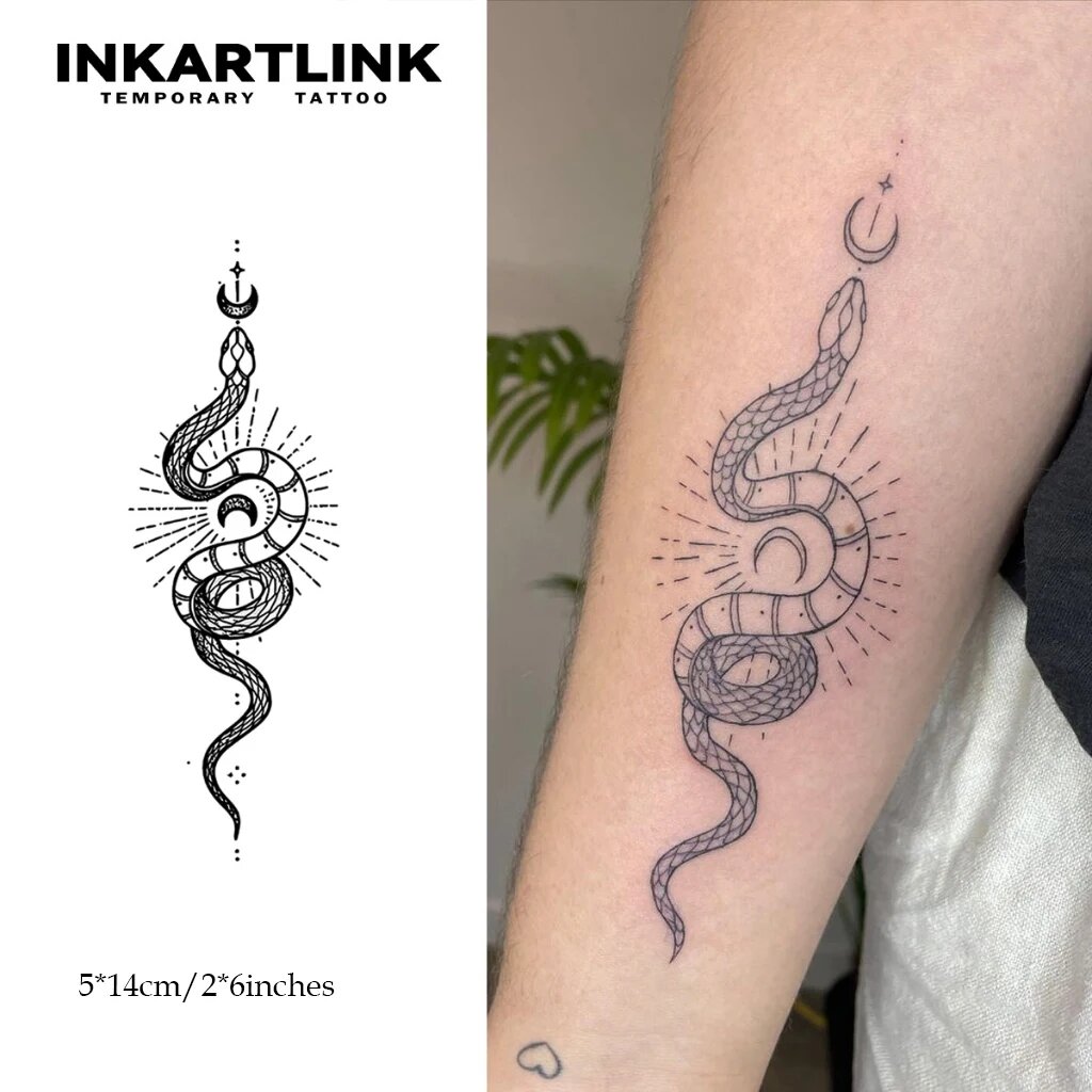 Временная татуировка INKARTLINK Змея с луной, Цвет: 126