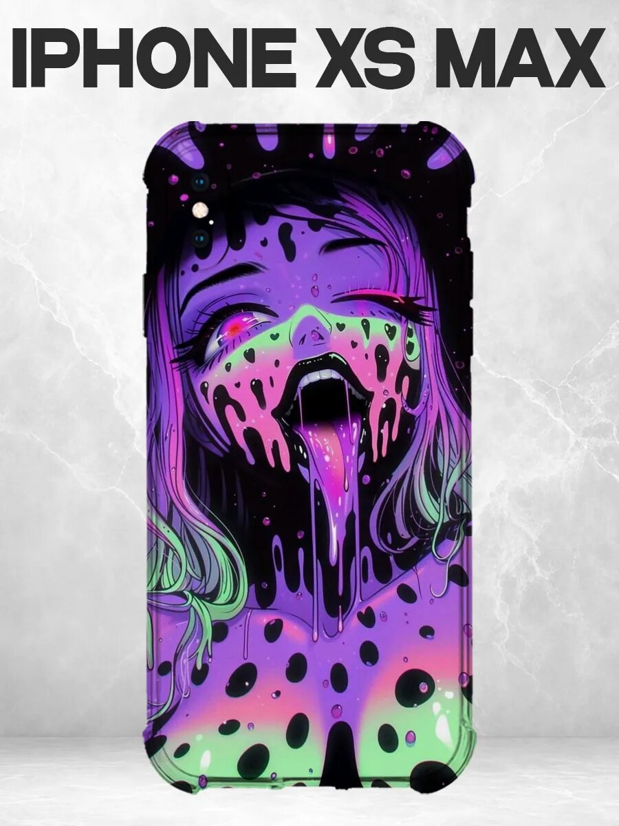Чехол на iPhone XS Max с принтом неон аниме тян