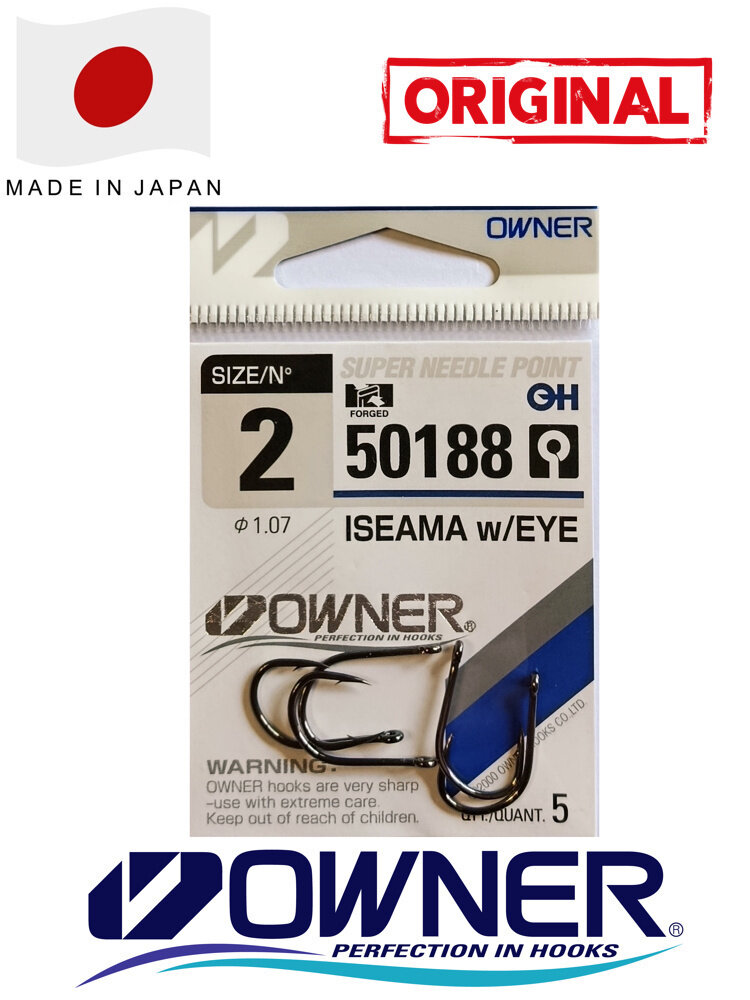 Крючки OWNER 50188 №2 ISEAMA w EYE / Крючок, Овнер, одинарные для рыбалки