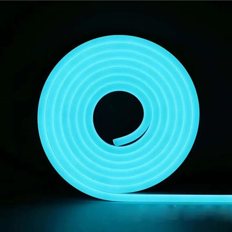 Неоновая светодиодная лента 12В 5М 600 светодиодов Голубой, Ice blue