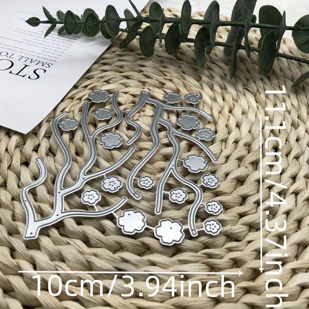 Металлические штампы для скрапбукинга, ветка вишневого цвета