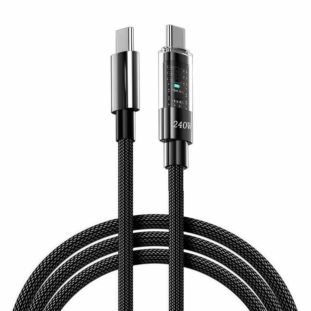 1М PD240W Цифровая сверхбыстрая зарядка с дисплеем и чипом E-marker, совместима с планшетами Apple 1617, Huawei, Xiaomi и Samsung.