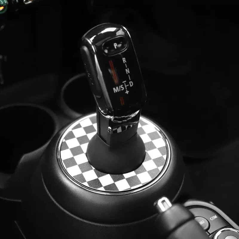 BMW Mini Cooper Заглушка для рычага переключения передач, защитный чехол от пыли - Чекered черно-белый узор,