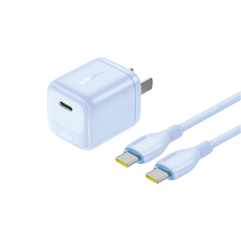 Baseus 20W GaN зарядное устройство для Apple совместимое с iPhone 15-17 2м быстрая зарядка синее Версия：Сертифицировано