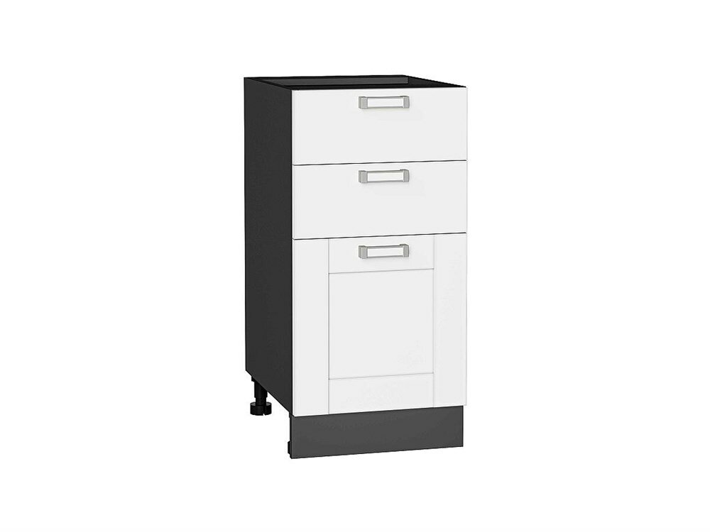 VVT Шкаф нижний с 3-мя ящиками Лофт Graphite, White Silk, 400 В*Ш*Г 816*400*480, фасад МДФ White Silk, корпус Graphite White Silk
