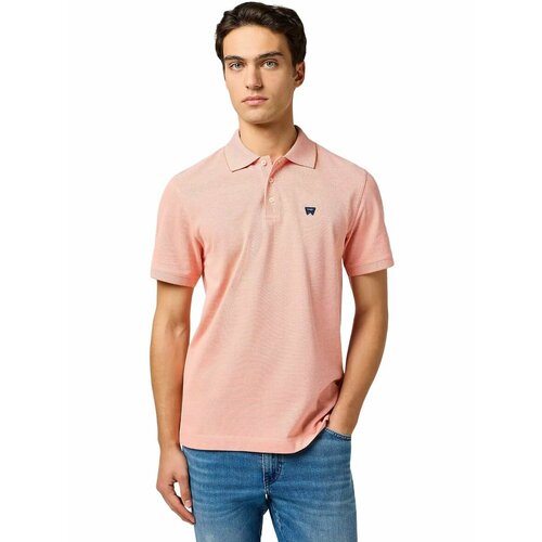 фото Поло wrangler men regular refined polo shirt, размер s, оранжевый