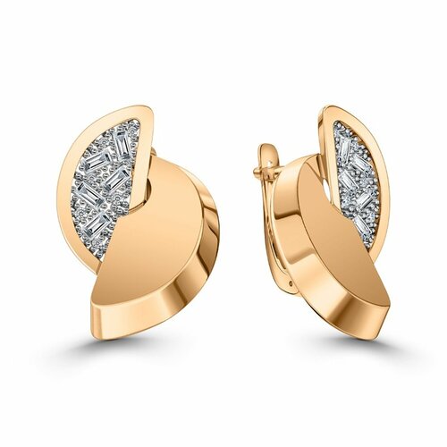 фото Серьги diamant online, красное золото, 585 проба, фианит, длина 2.5 см, , прозрачный