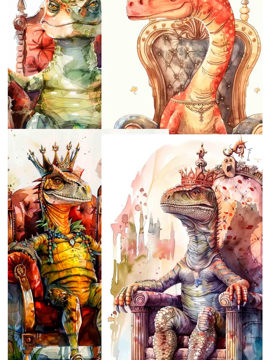 Динозавр-животное, король Англии, 4 Плаката, 30x21см