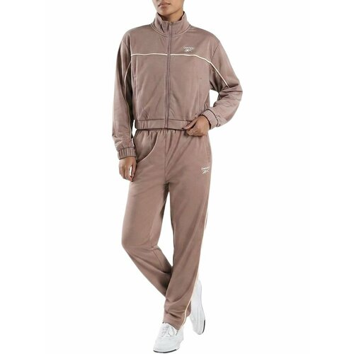 фото Костюм спортивный reebok justine piping tracksuit 2pc, размер m, коричневый