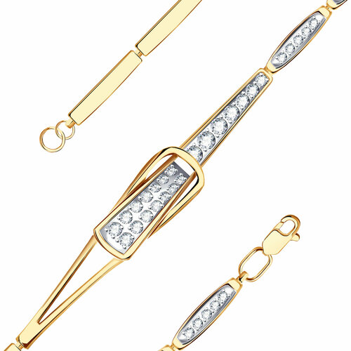 фото Браслет diamant online, красное золото, 585 проба, фианит, длина 17.5 см., прозрачный