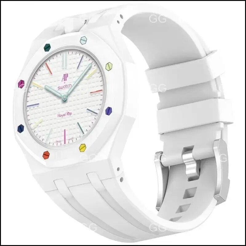 Силиконовый ремешок Swatch x AP Royal Pop (на 12 часов) с застежкой, эластичный и удобный, в модном спортивном стиле, подходит для повседневного ношения, доступен в различных цветах