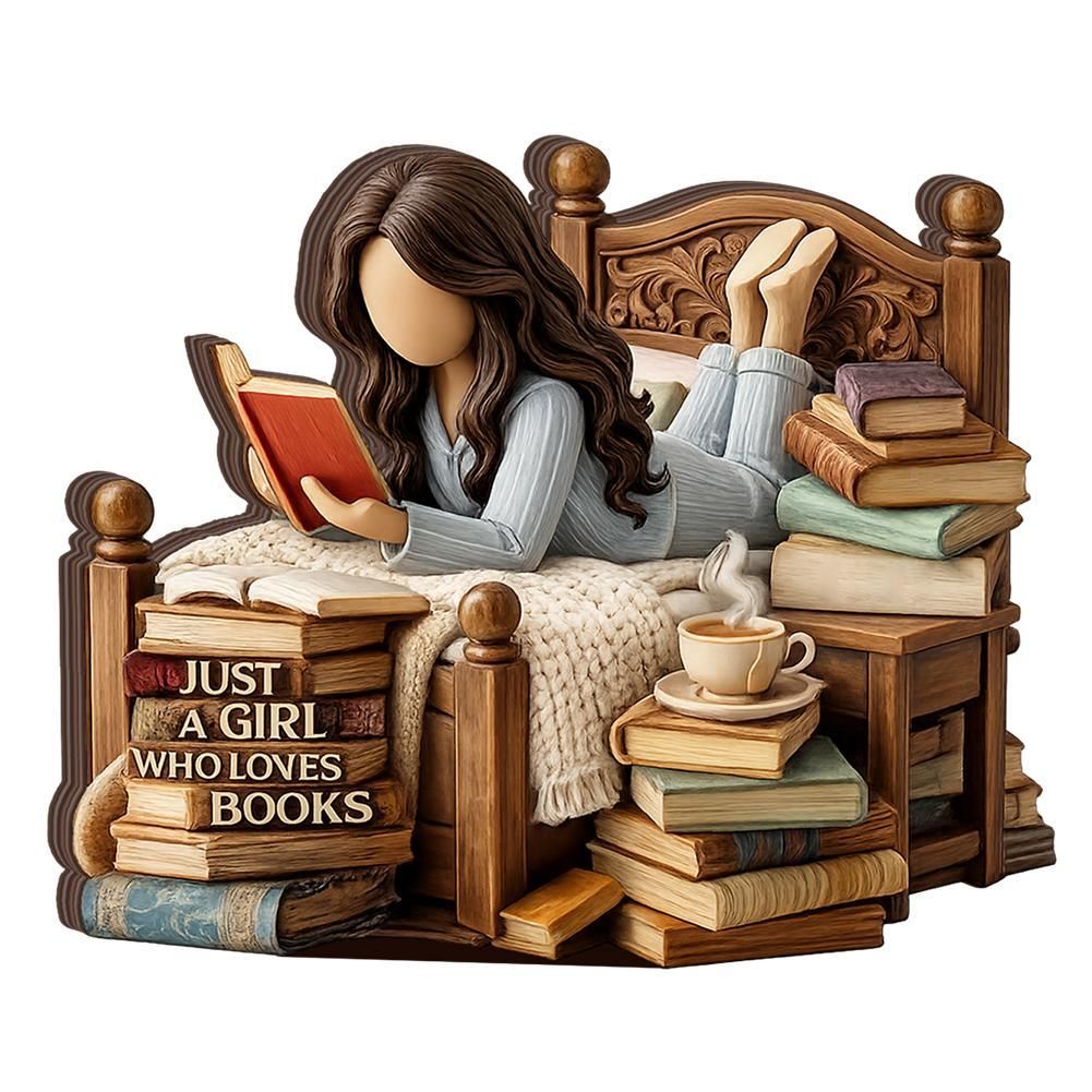 Статуэтка "Девочка, которая любит книги", деревянная, 15 см